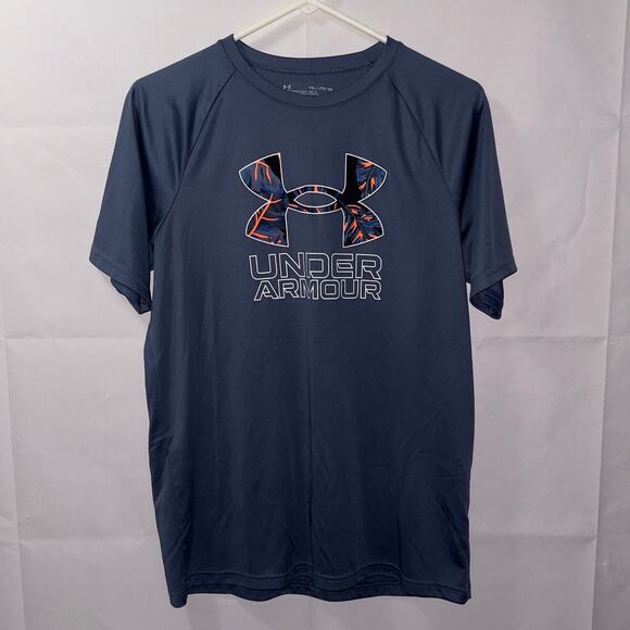 Under Armour Gray/blue Shirt boys size youth XL - Picture 1 of 7
